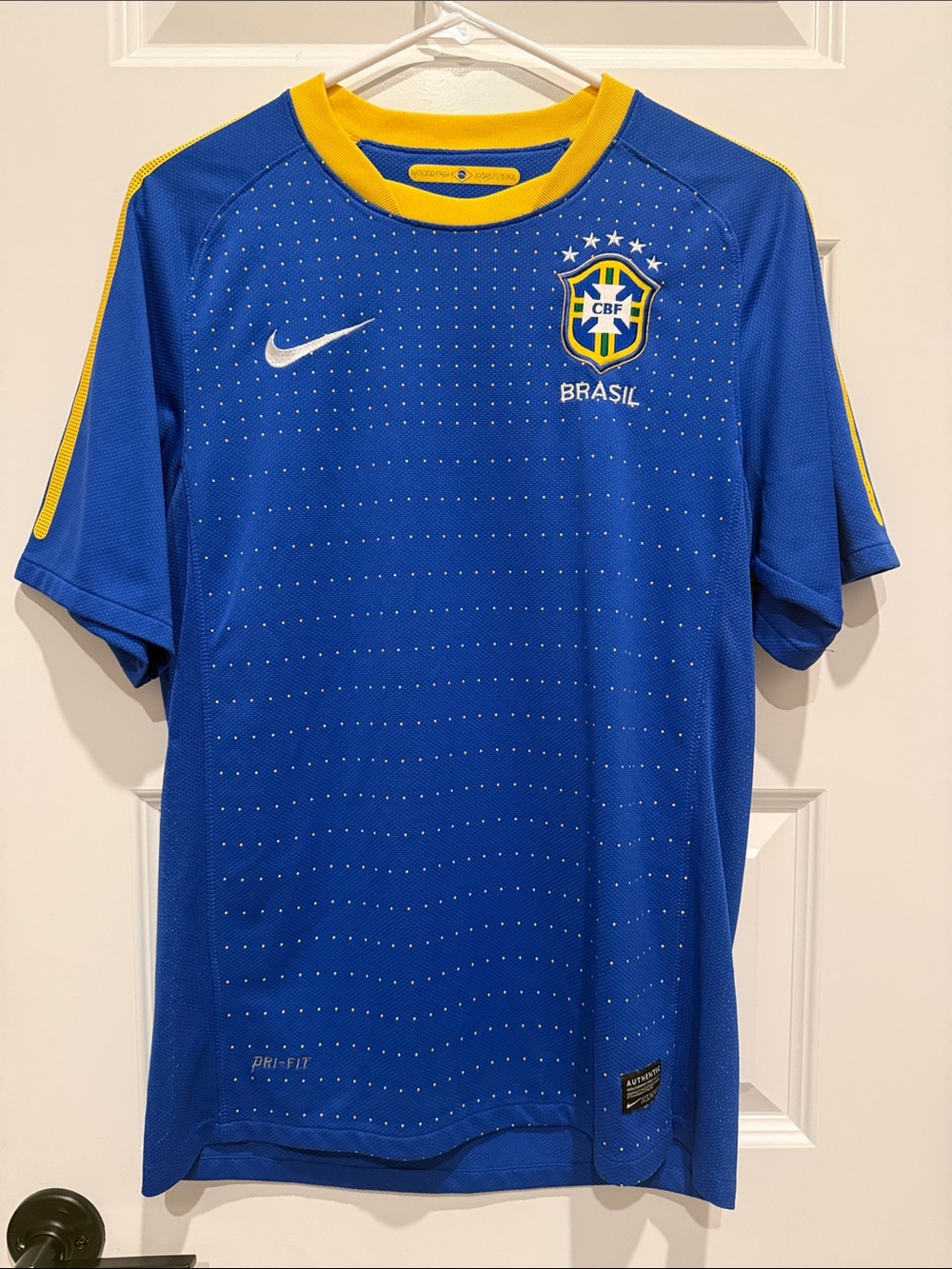 Nike Blue and Yellow Brasil Football Jersey